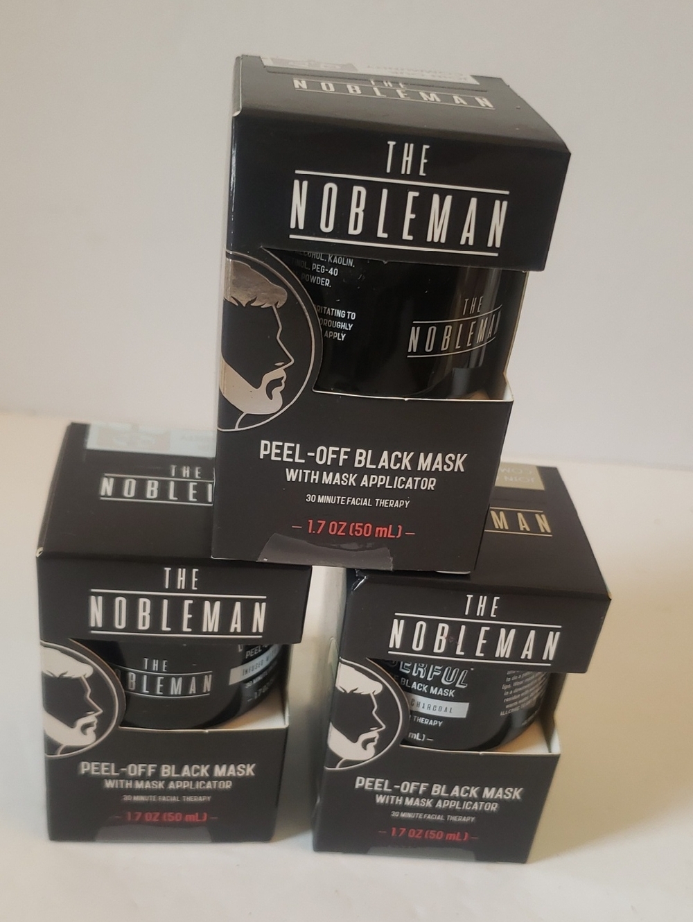 The Nobleman Peel Off Black Mask w/ Applicator 30 min Facial Therapy 1.7 Oz  x3